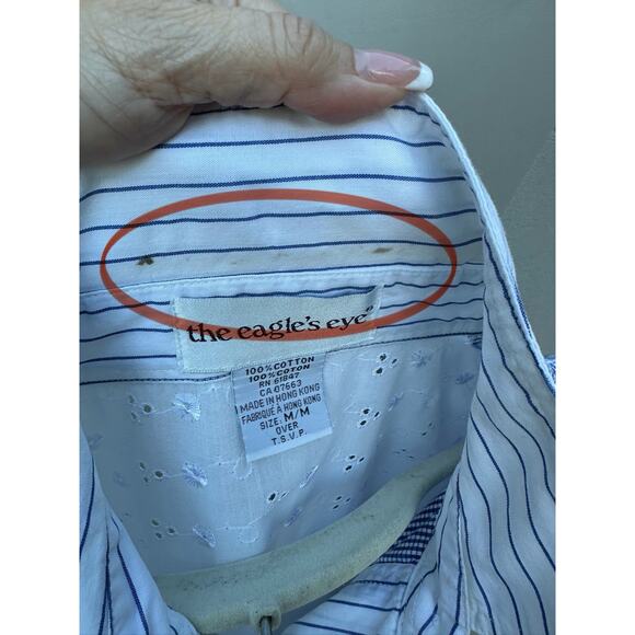 VTG Eagle's Eye Patchwork Embroidered Button Up Shirt Sz M Hong Kong Cottagecore - Picture 9 of 9